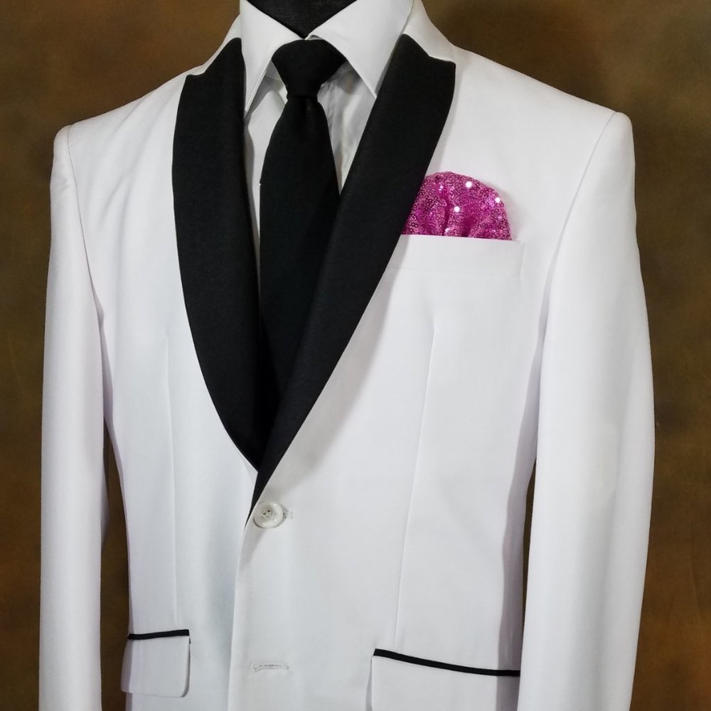 Men's Hot Pink Sequin Pre-Folded Pocket Square Insert - Fan Design